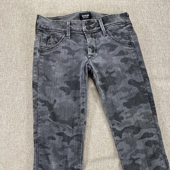Hudson Slim Denim Jeans Women's 24 Low Rise Black Gray Camouflage Casual USA - Picture 3 of 13